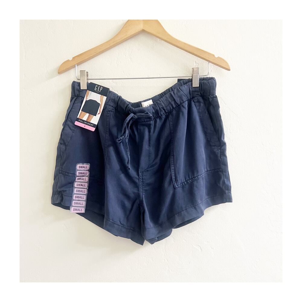 Gap Shorts Womens Small Dark Indigo Lyocell Elastic Waist Drawstring Athleisure